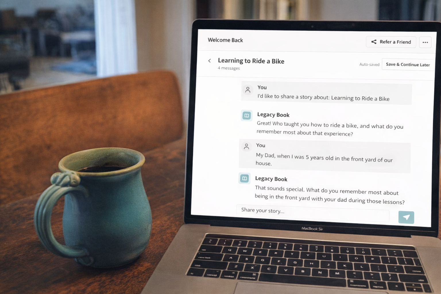 Elderly person having conversation with tablet