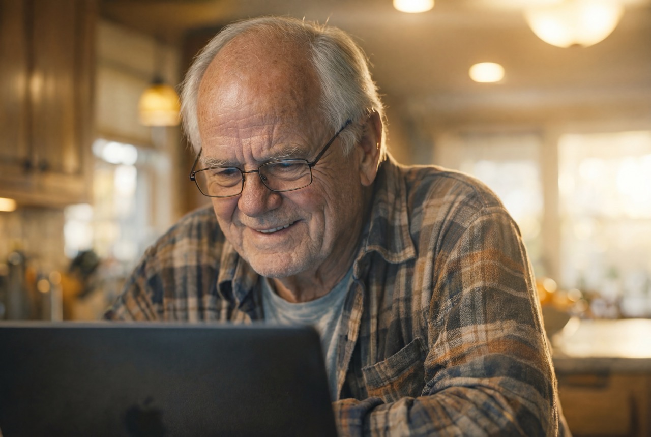 Person reviewing written story on screen